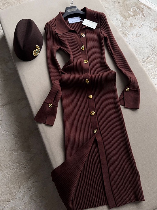 Женское трикотажное платье Schiaparelli шоколадного цвета