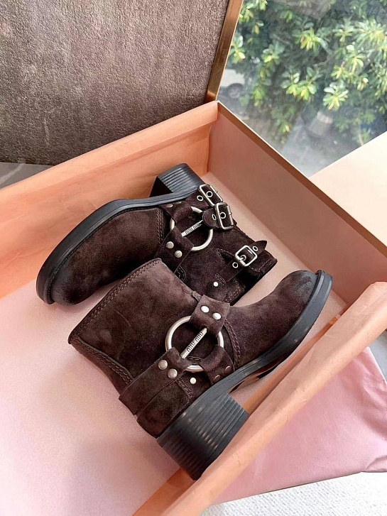 Женские замшевые ботинки MIU MIU Ankle Premium