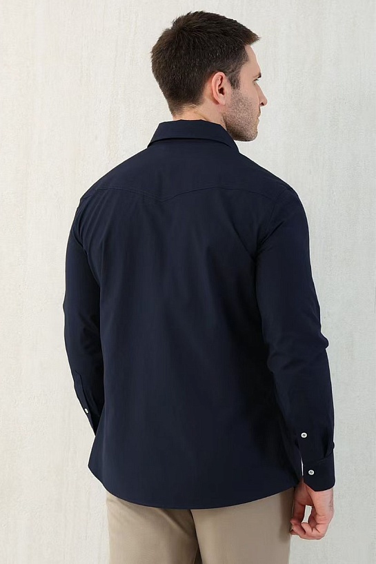 Мужская тёмно-синяя рубашка Brunello Cucinelli Premium