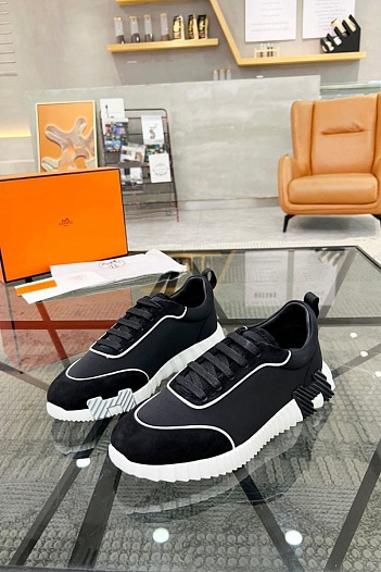 Мужские замшевые кроссовки Hermes Bouncing - Black   