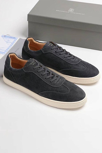 Замшевые кроссовки Brunello Cucinelli logo-print - Grey   