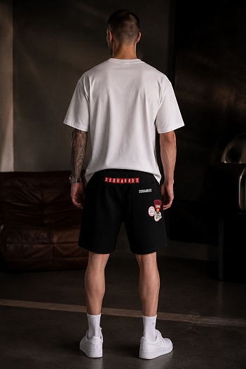 Мужские чёрные шорты Dsquared2 logo patch   