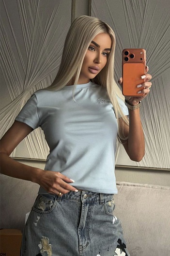 Женская голубая футболка Loro Piana premium   