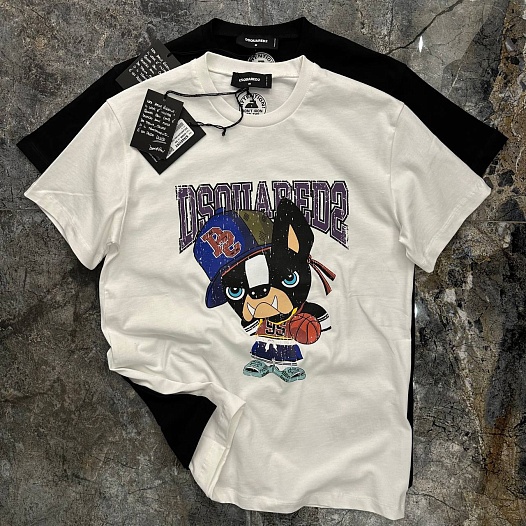 Футболка белого цвета Dsquared2 Angry Dog graphic-print   