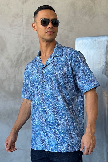 Мужская синяя рубашка Dolce & Gabbana floral-print   