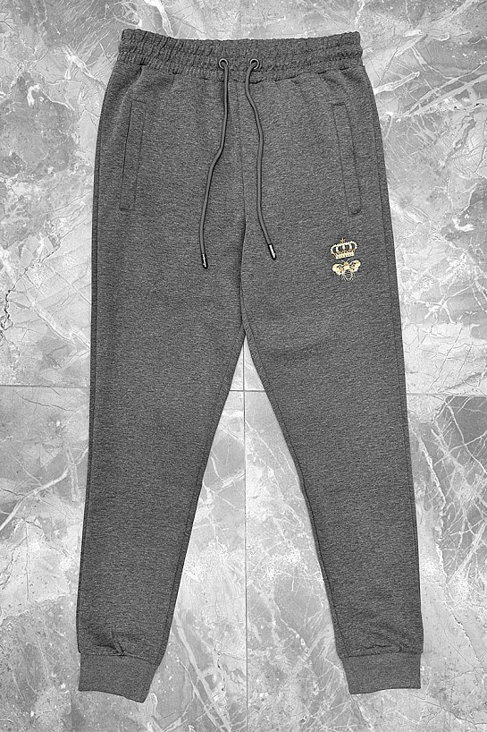 Серые спортивные штаны Dolce & Gabbana bee crown embroidered