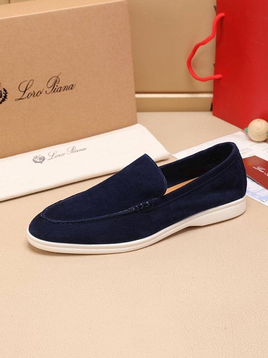 Мужские замшевые лоферы Loro Piana Summer Walk - Navy