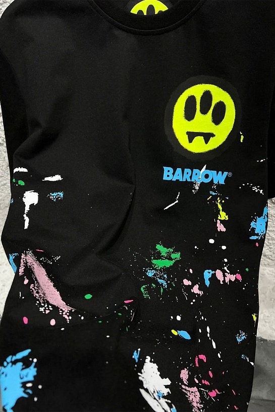Чёрная оверсайз футболка Barrow logo-print paint-splatter
