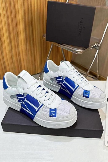 Кожаные кроссовки Valentino low-top - White / Blue   