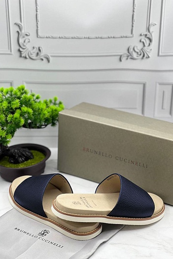 Мужские кожаные шлёпанцы Brunello Cucinelli   