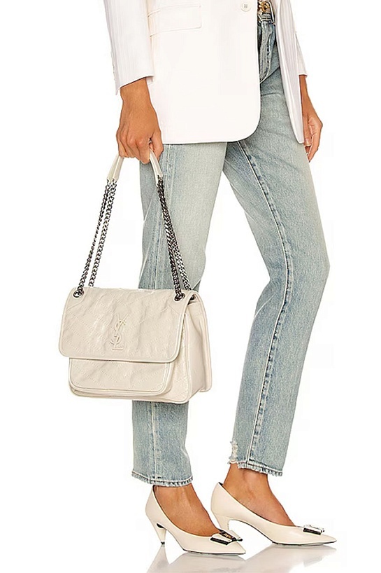Кожаная сумка Yves Saint Laurent Niki Medium Blanc Vintage 28x21 см