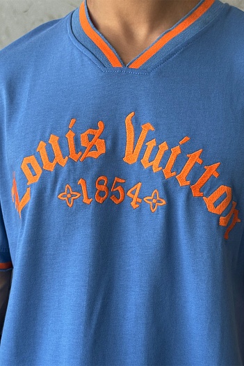 Брендовая оверсайз футболка Louis Vuitton since 1854 - Blue   