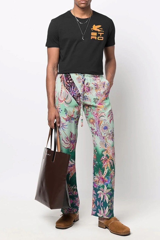 Мужская чёрная футболка Etro Pegasus logo