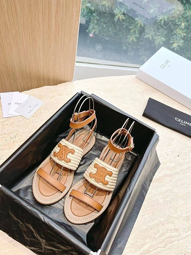 Женские сандалии Celine бежевого цвета   