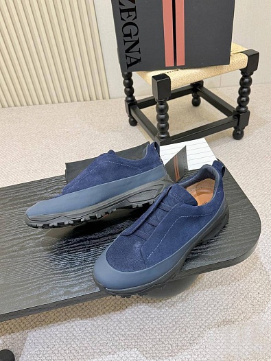 Замшевые кроссовки Zegna Triple Stitch Monte - Blue   