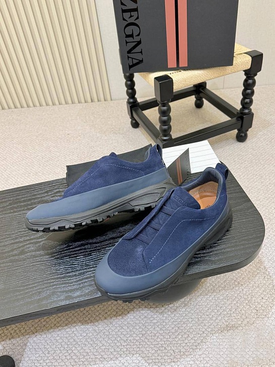 Замшевые кроссовки Zegna Triple Stitch Monte - Blue