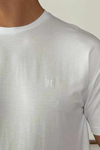 Футболка белого цвета Hermes H embroidered   