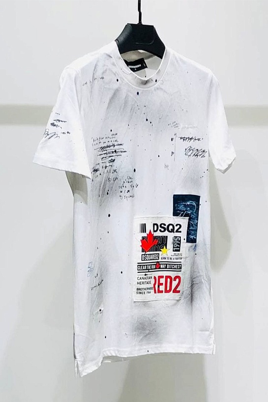Белая футболка Dsquared2 с нашивкой-логотипом