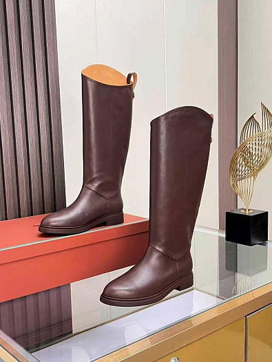 Женские кожаные сапоги Loro Piana premium - Brown   