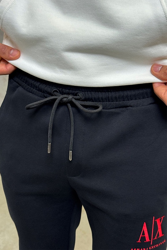 Чёрные спортивные штаны Armani Exchange red embroidery