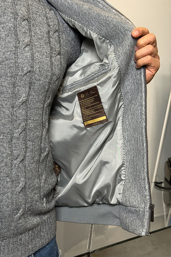 Мужской бомбер Loro Piana серого цвета