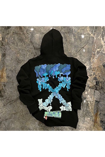 Мужская чёрная кофта Off-White Blue Marker   