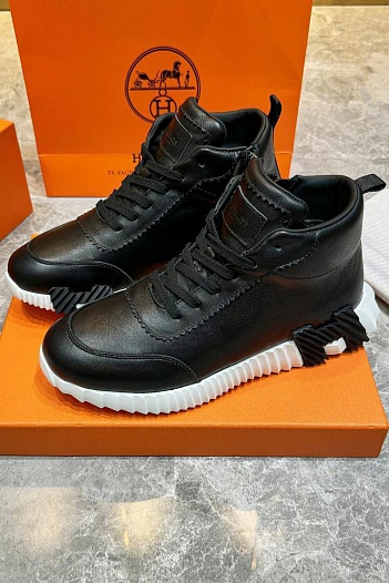 Кроссовки с мехом Hermes Bouncing high-top - Black / White   