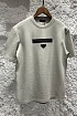 Серая оверсайз футболка Prada Milano metallic-logo
