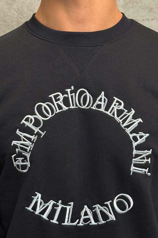 Чёрный свитшот Emporio Armani logo embroidery