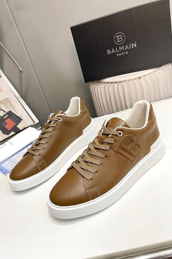 Мужские кожаные кроссовки Balmain B-Court   