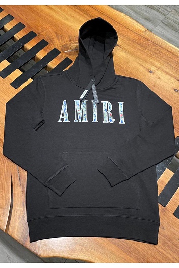 Мужское чёрное худи Amiri Paisley Core Logo   