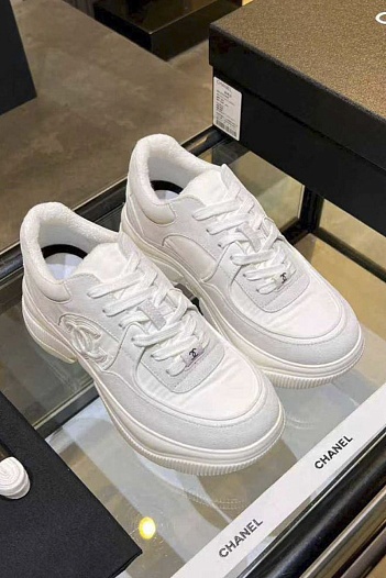Белые женские кроссовки Chanel premium   