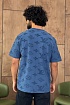 Синяя оверсайз футболка Louis Vuitton Monogram All-over