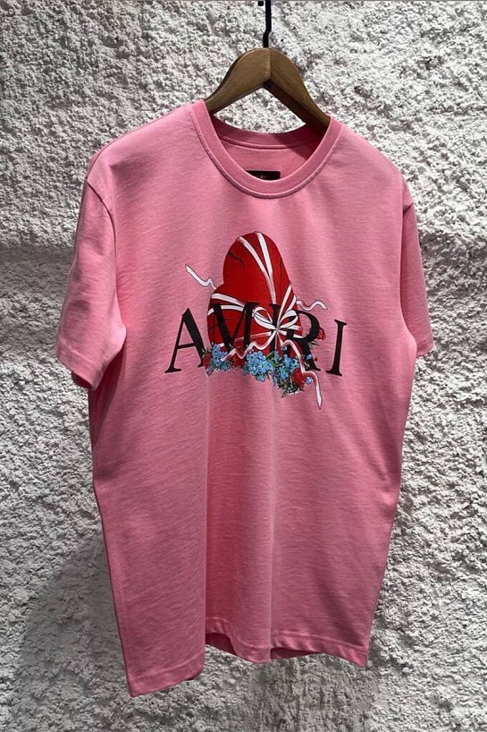 Оверсайз футболка Amiri Broken Heart - Pink