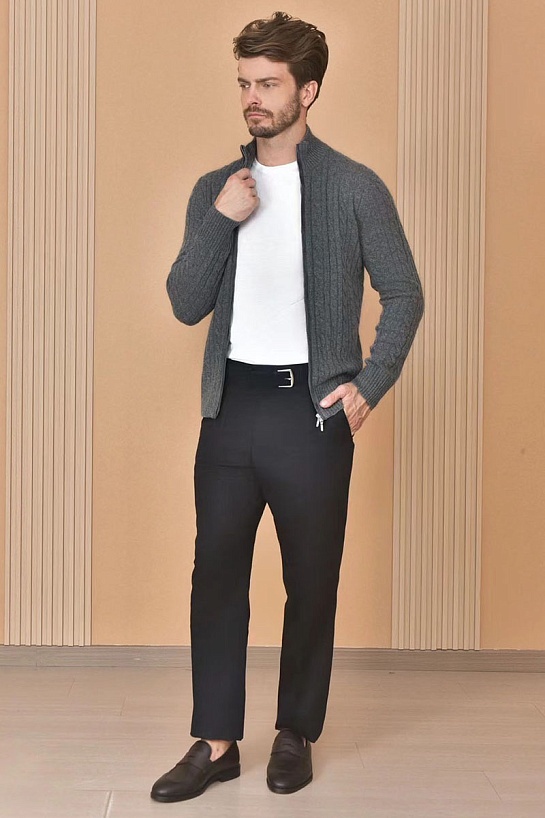 Кашемировый свитер Loro Piana Premium zip-up - Dark Grey