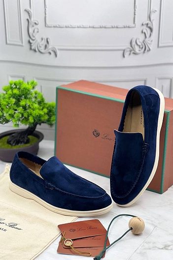 Замшевые лоферы Loro Piana Summer Walk - Blue   
