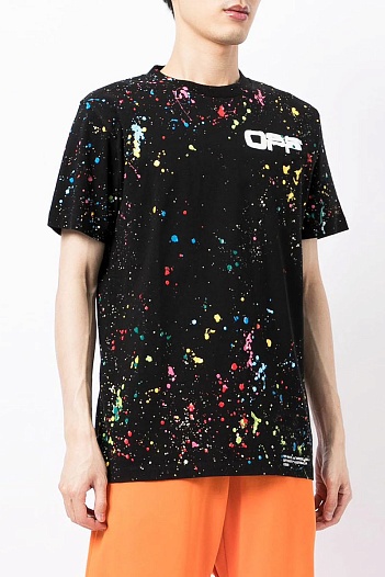 Мужская чёрная футболка Off-White x Marais Splatter print   