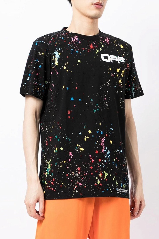Мужская чёрная футболка Off-White x Marais Splatter print