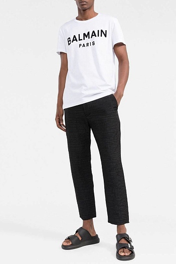 Футболка белого цвета Balmain Paris logo-print   
