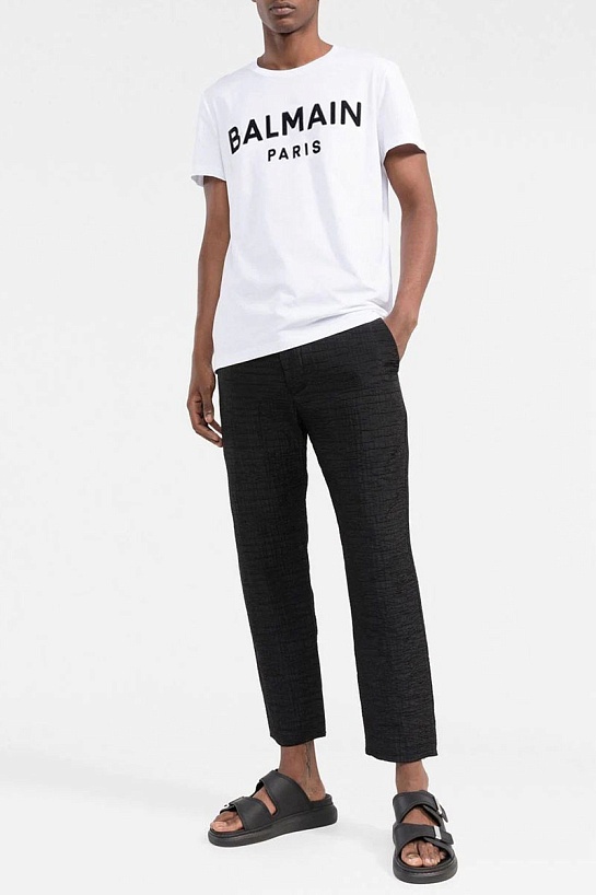 Футболка белого цвета Balmain Paris logo-print