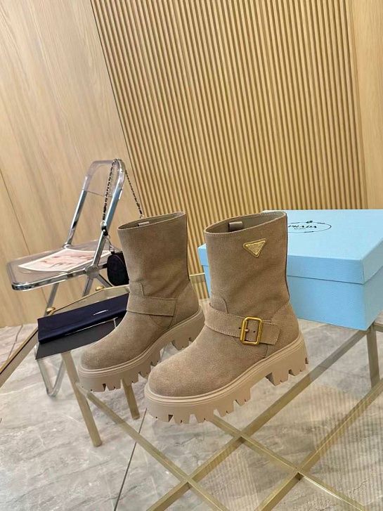 Женские замшевые сапоги Prada Suede premium