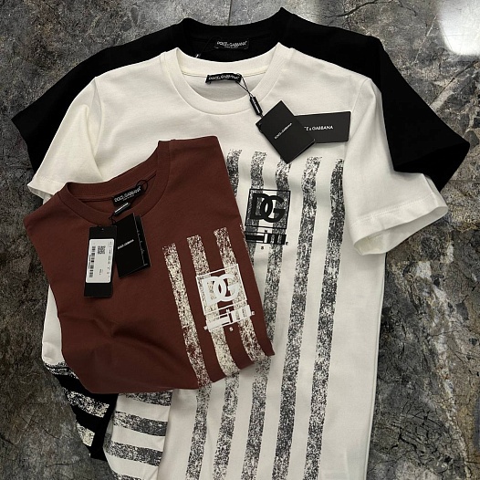 Мужская чёрная футболка Dolce & Gabbana stripe-print   