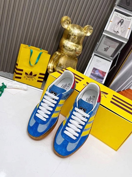 Женские кроссовки Gucci x Adidas Gazelle Collaboration - Blue