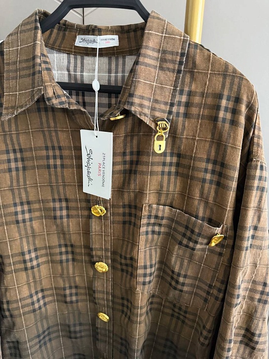 Женская оверсайз рубашка в клетку Schiaparelli premium