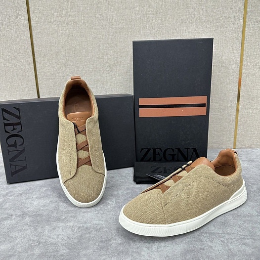 Мужские кроссовки Ermenegildo Zegna Triple Stitch Canvas - Beige   