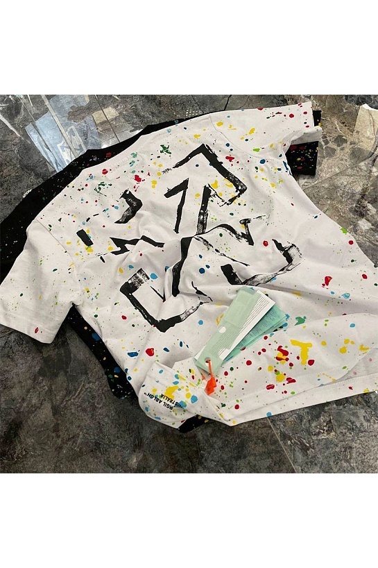 Мужская белая футболка Off-White x Marais Splatter print