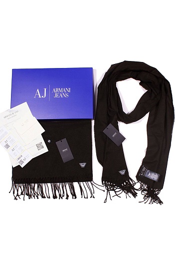 Чёрный шарф Armani Jeans 185x35 см   