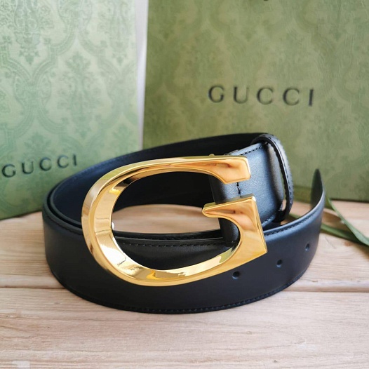 Кожаный ремень Gucci (длина 85 / 90 см) - Gold   