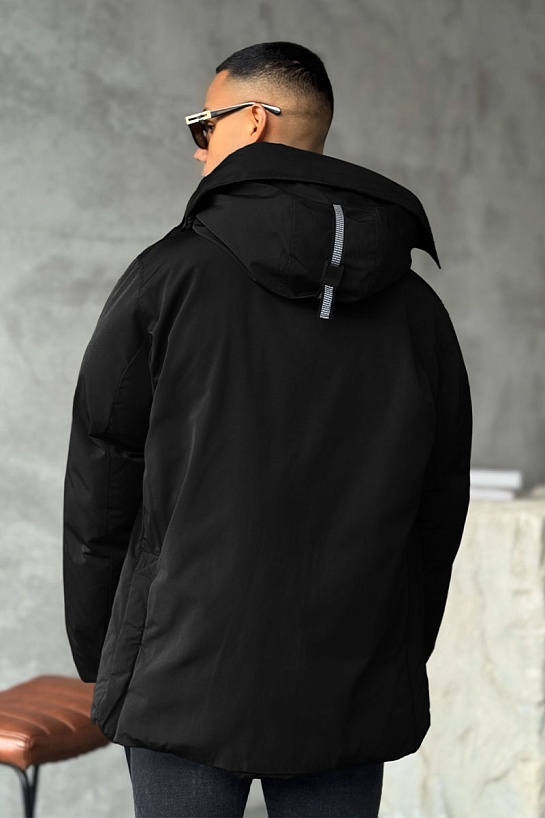 Чёрный пуховик Canada Goose Sanford logo-patch