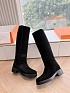 Женские замшевые сапоги Hermes Premium - Black